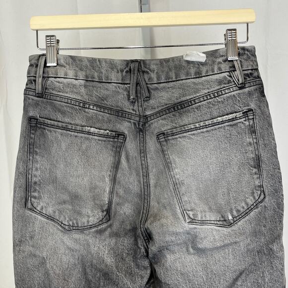 GOOD AMERICAN The Weekender High Rise Slim Straight Raw Hem Jeans Gray Size 2 26 - Picture 7 of 10